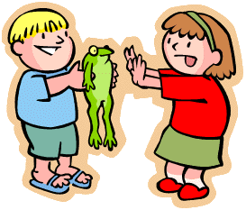 boy and girl with frog