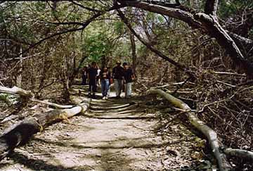 Sharon Byington with class on Bosque loop